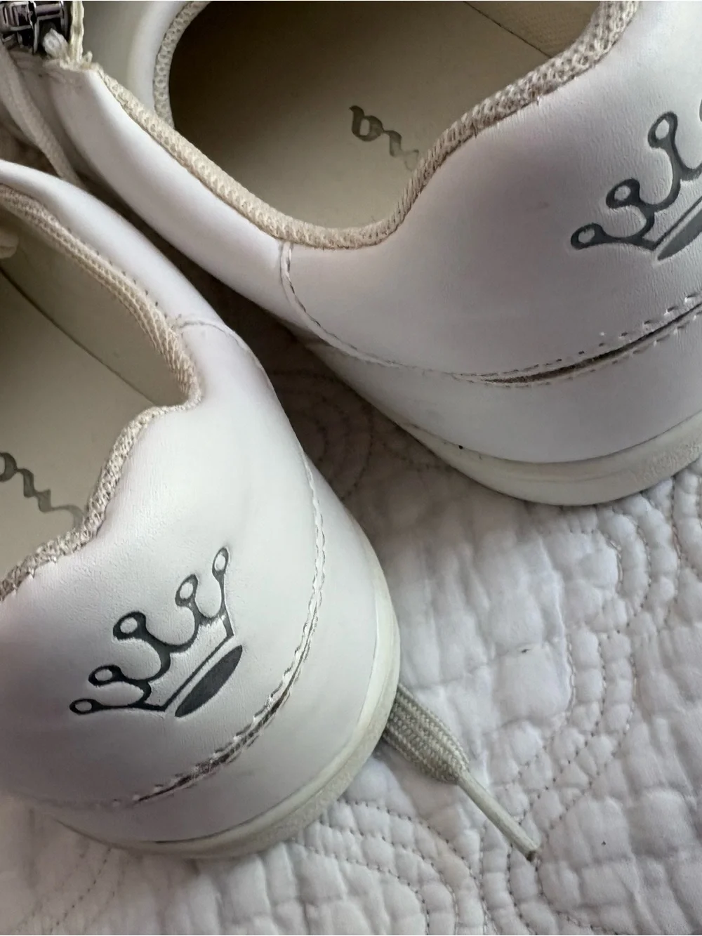 Nina White Lace-Up Sneakers with Silver Star Accents